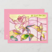 Glas in lood Roze Roos Romantisch Jubileum Briefkaart (Voorkant / Achterkant)