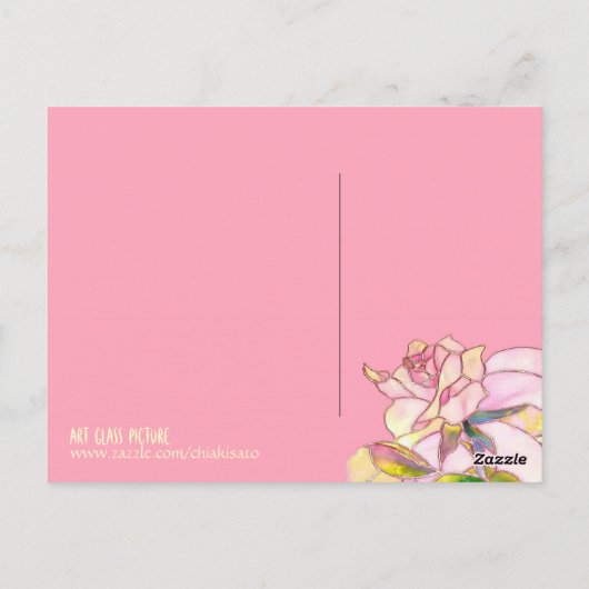 Glas in lood Roze Roos Romantisch Jubileum Briefkaart (Achterkant)