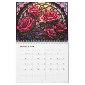 Glas in lood Rozen Bloemen Kalender (Feb 2026)
