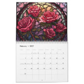 Glas in lood Rozen Bloemen Kalender (Feb 2027)