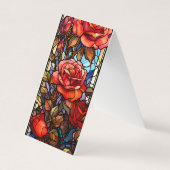 Glas in lood Rozen Vouwen Bladwijzer Bookmarker Visitekaartje (Voorkant)