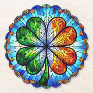 Glas in lood Saint Patrick's Day Irish Clover Kartonnen Onderzetters