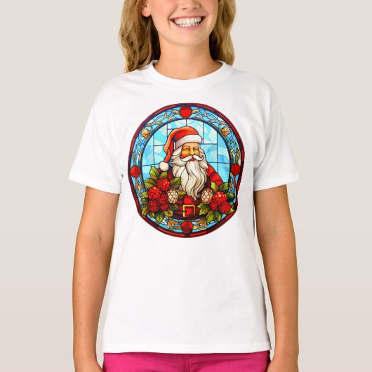 Glas in lood Santa Christmas Ornament-67672 T-shirt (Voorkant)