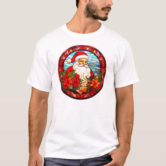 Glas in lood Santa Christmas Ornament-67679 T-shirt (Voorkant)