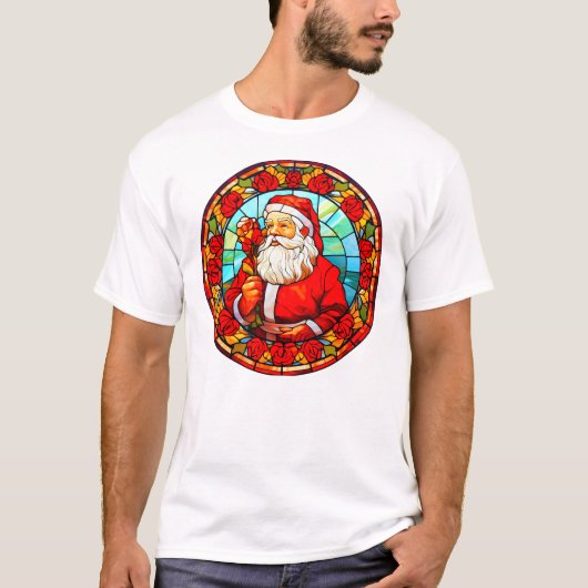 Glas in lood Santa Christmas Ornament-67680 T-shirt (Voorkant)