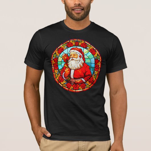 Glas in lood Santa Christmas Ornament-67680 T-shirt (Voorkant)
