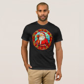Glas in lood Santa Christmas Ornament-67680 T-shirt (Voorkant volledig)