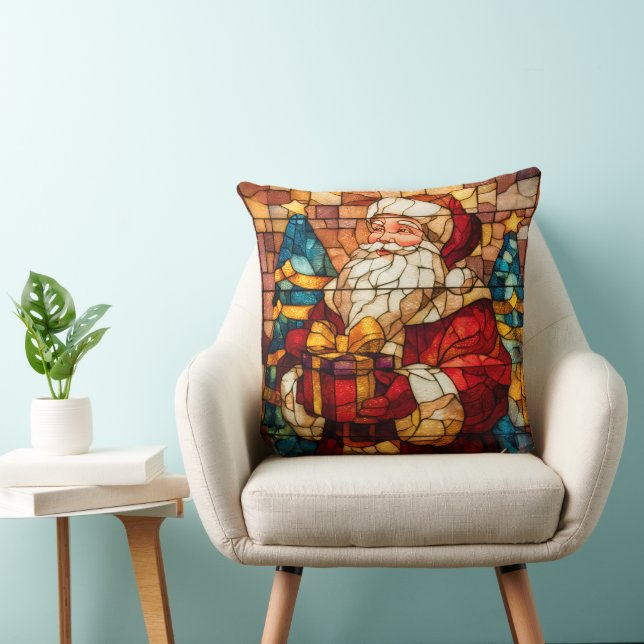 Glas-in-lood Santa Kussen (Stoel)