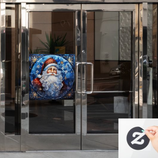 Glas in lood Santa Window Cling Raamsticker (Kantoordeur)