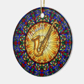 Glas in lood Saxofoon Aangepaste Naam Kerst Keramisch Ornament (Links)