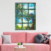 Glas in lood Schilderachtig landschap Canvas Afdruk (Insitu (Woonkamer))