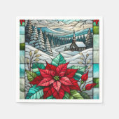 Glas in lood Schilderachtig Winter Poinsettia Deco Servet (Voorkant)