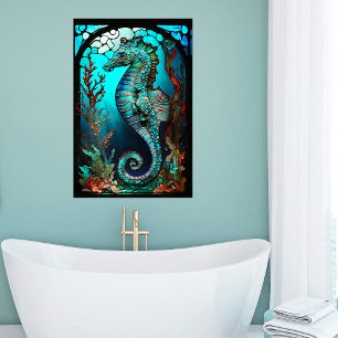 Glas in lood Seahorse Poster