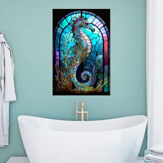 Glas in lood Seahorse Poster