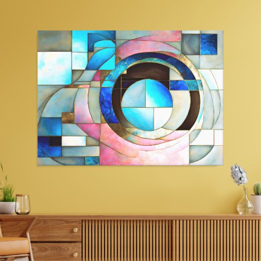 "Glas in lood Serenade" Kleurrijke Abstracte kunst Canvas Afdruk (Insitu (Woonkamer))
