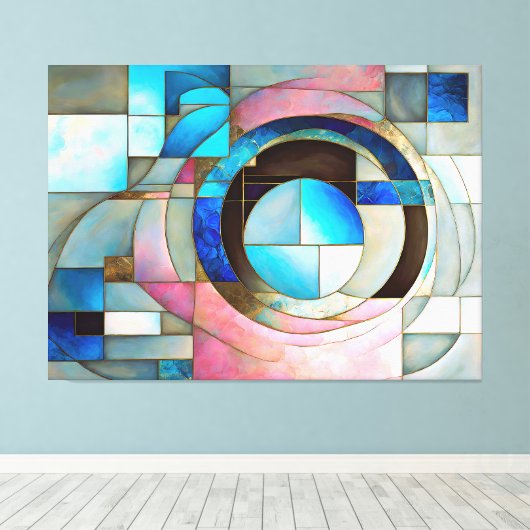 "Glas in lood Serenade" Kleurrijke Abstracte kunst Canvas Afdruk (Insitu (Houten vloer))