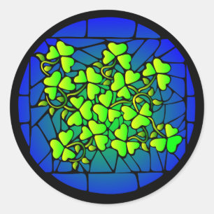 Glas in lood Shamrocks in Blauwe Stickers