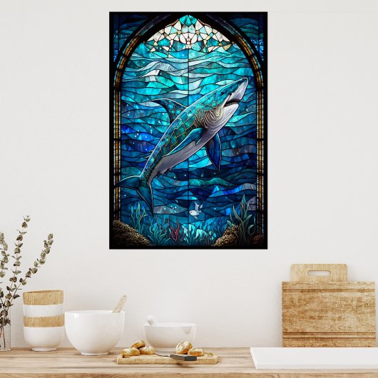Glas in lood Shark Poster (Keuken)