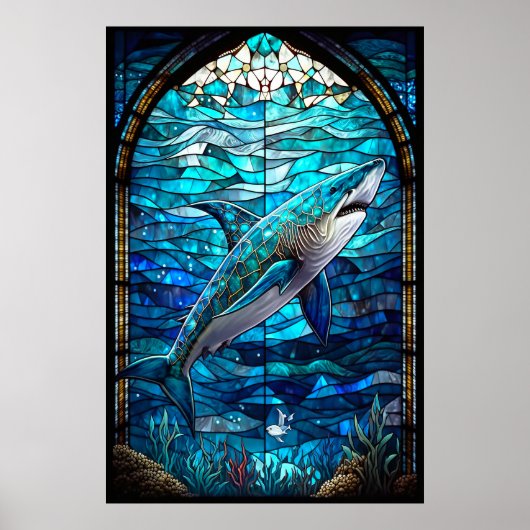 Glas in lood Shark Poster (Voorkant)