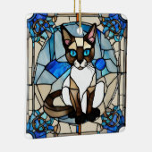 Glas in lood Siamese Kat Keramisch Vierkant Orname Ornament (Rechts)