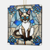 Glas in lood Siamese Kat Keramisch Vierkant Orname Ornament (Links)