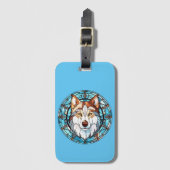 Glas in lood Siberische husky hond Bagagelabel (Voorkant (verticaal))