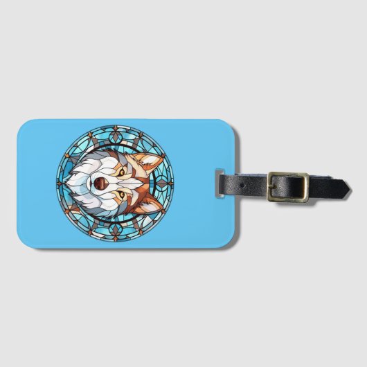 Glas in lood Siberische husky hond Bagagelabel (Voorkant (horizontaal))