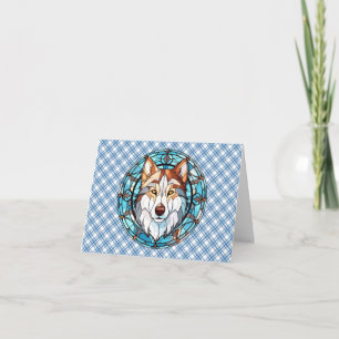 Glas in lood Siberische husky hond Bedankkaart