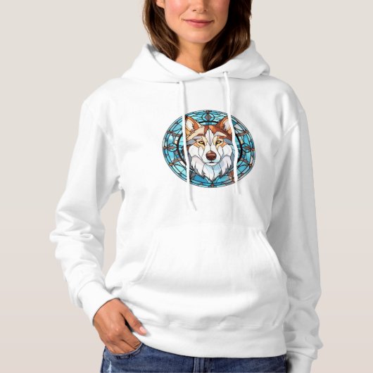 Glas in lood Siberische husky hond Hoodie (Voorkant)