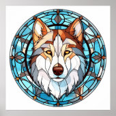 Glas in lood Siberische husky hond Poster (Voorkant)