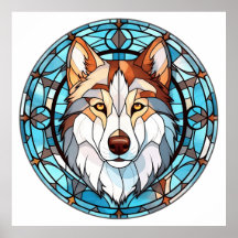 Glas in lood Siberische husky hond