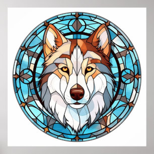 Glas in lood Siberische husky hond Poster