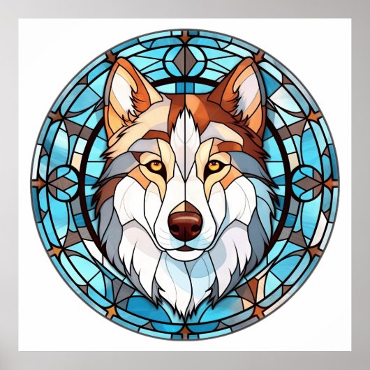 Glas in lood Siberische husky hond Poster (Voorkant)