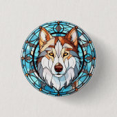 Glas in lood Siberische husky hond Ronde Button 3,2 Cm (Voorkant)