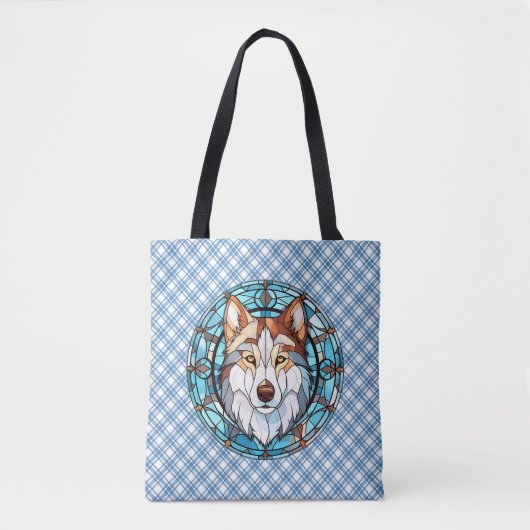 Glas in lood Siberische husky hond Tote Bag (Voorkant)