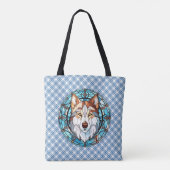 Glas in lood Siberische husky hond Tote Bag (Achterkant)