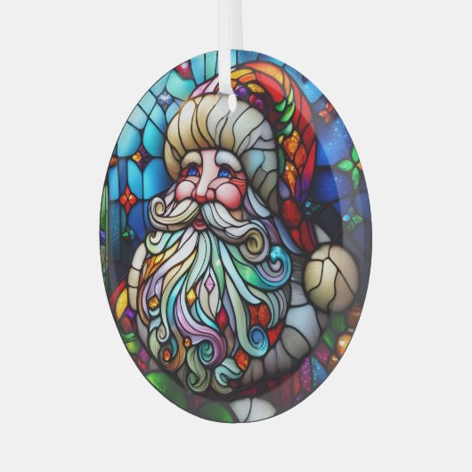 Glas in lood Sinterklaas Glas Ornament (Voorkant links)