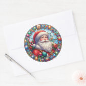 Glas in lood Sinterklaas Ronde Sticker (Envelop)