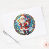 Glas in lood Sinterklaas Ronde Sticker (Envelop)