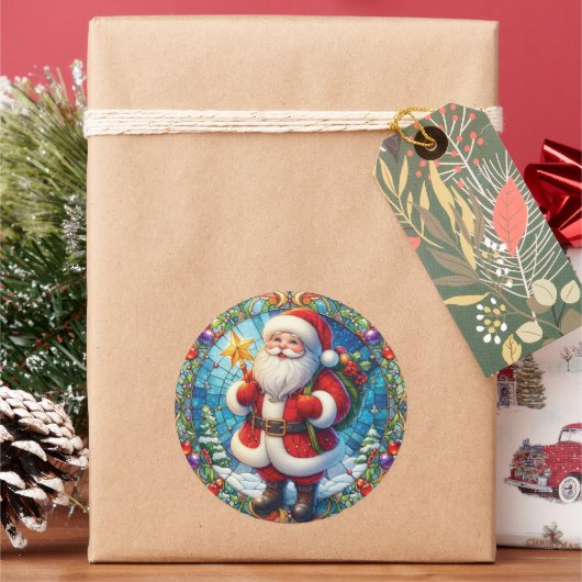 Glas in lood Sinterklaas Ronde Sticker (Feestdagen)