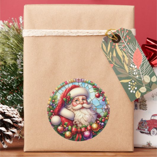 Glas in lood Sinterklaas Ronde Sticker (Feestdagen)
