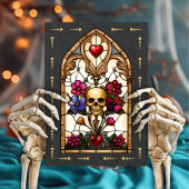 Glas in lood Skeleton Bruid & Bruidegom Gothic bru Kaart