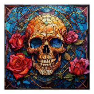 Glas in lood Skeleton Design Perfect Poster