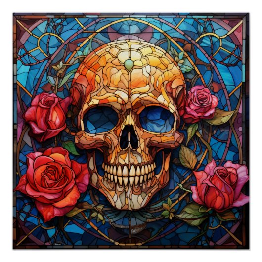 Glas in lood Skeleton Design Perfect Poster (Voorkant)