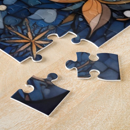 Glas in lood sneeuwman puzzel legpuzzel (Zijkant)