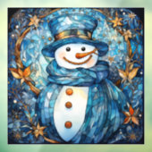 Glas in lood Sneeuwman Venster Cling Raamsticker (Vel 3)