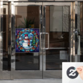 Glas in lood Sneeuwman Venster Cling Raamsticker (Kantoordeur)