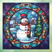 Glas in lood Sneeuwman Venster Cling Raamsticker (Vel 3)