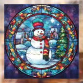 Glas in lood Sneeuwman Venster Cling Raamsticker (Vel 2)
