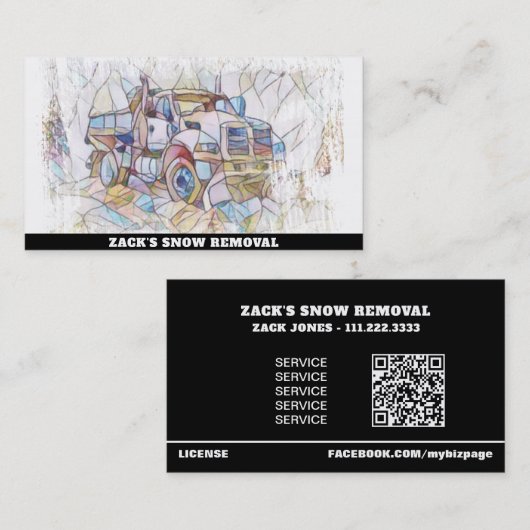 *~* Glas in lood Sneeuwverwijdering Sneeuwvrachtwa Visitekaartje (Voorkant / Achterkant)
